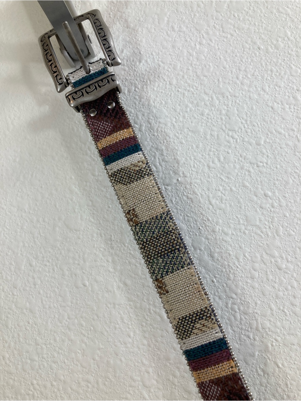 Elite Fresno California Southwestern Embroidered Belt L Silver Beads